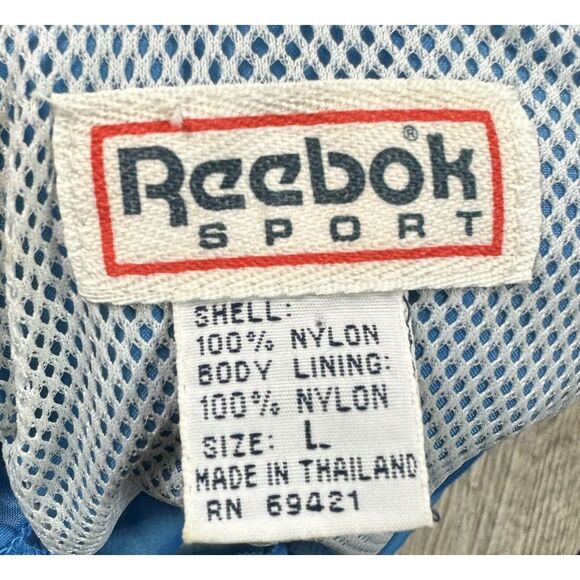 VINTAGE Reebok Sport Windbreaker Jacket Adult Large Full Zip Hoodie Bright 90s - Picture 8 of 10